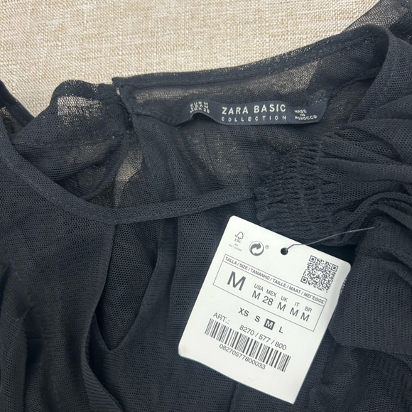 Zara Black Sheer Ruffle Blouse - Picture 10 of 10